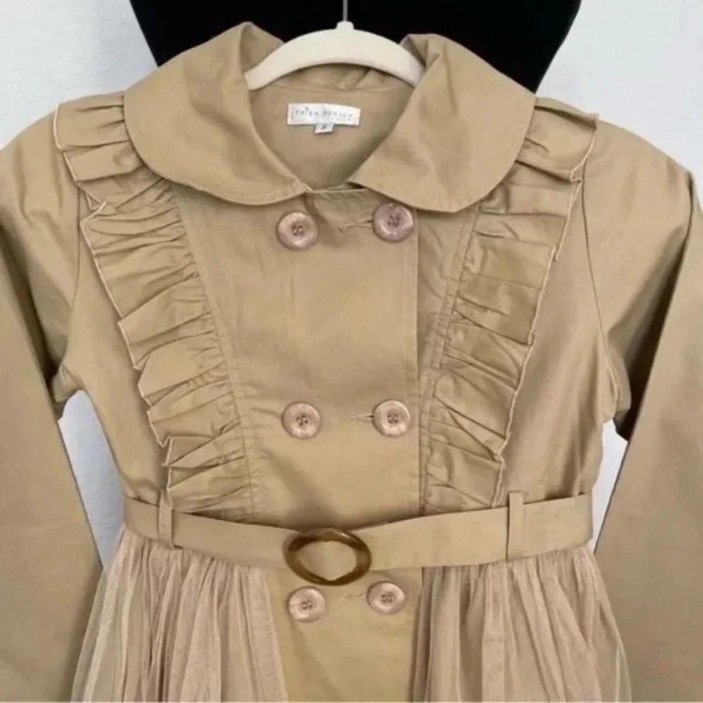 NWT Trish Scully Child Double Breast Lace Trench Coat, Size 7